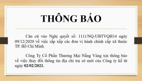THÔNG BÁO THAY ĐỔI ĐỊA CHỈ TRỤ SỞ CÔNG TY